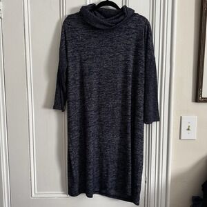 GAP Softspun Womens Sweater Dress Sz XL Cowl Neck Blue‎ Marled Knit Stretch Midi
